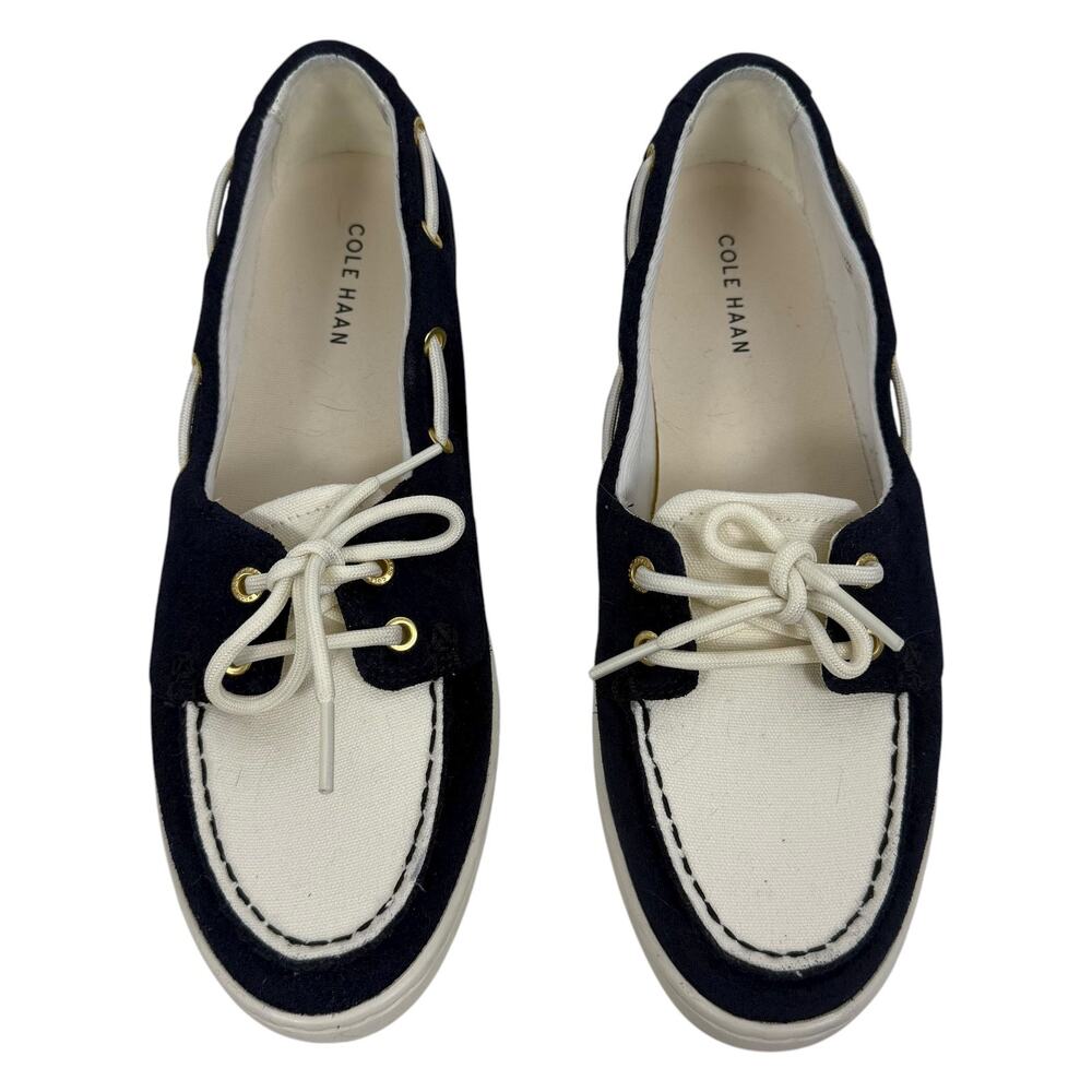 NEW Cole Haan Nantucket Canvas Suede Boat Shoes Midnight Moon Size 8B - Picture 4 of 15